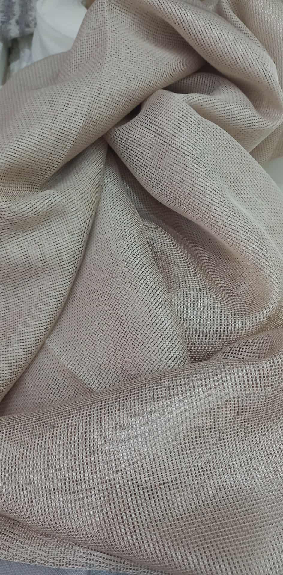 Voile beige tramato su misura – Viscosa e lino – Altezza 2,90m